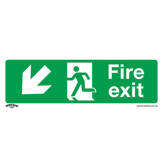 Sealey Safe Conditions Safety Sign - Fire Exit (Down Left) - Rigid Plastic - Pack of 10 SS34P10