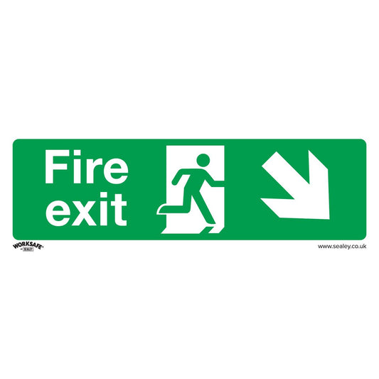 Sealey Safe Conditions Safety Sign - Fire Exit (Down Right) - Rigid Plastic SS36P1