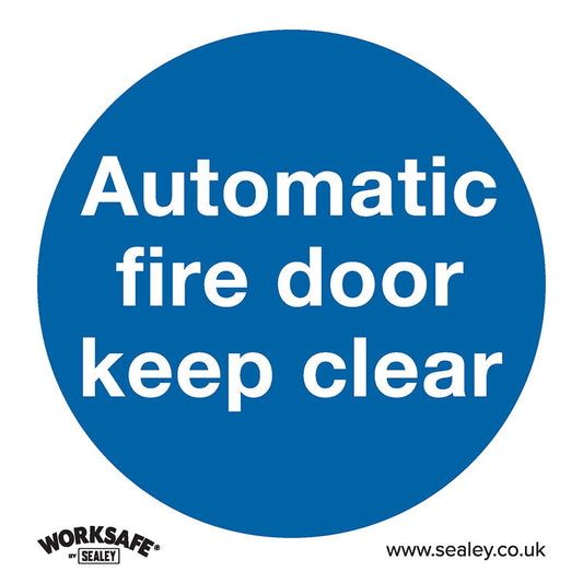 Sealey Mandatory Safety Sign - Automatic Fire Door Keep Clear - Rigid Plastic SS3P1