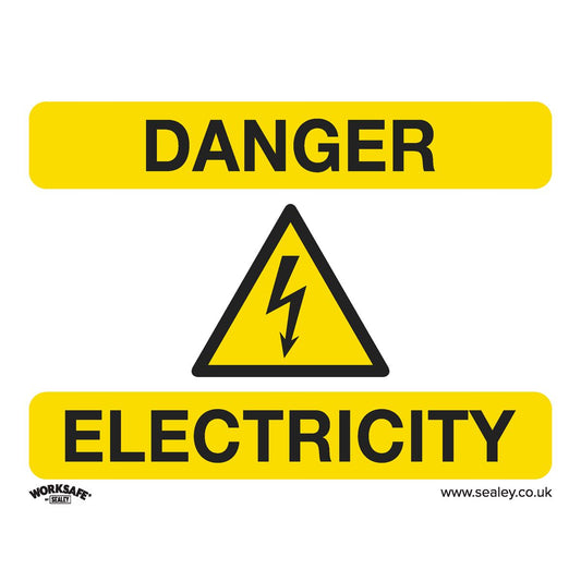Sealey Warning Safety Sign - Danger Electricity - Rigid Plastic - Pack of 10 SS41P10