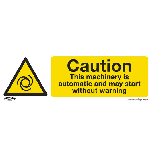 Sealey Warning Safety Sign - Caution Automatic Machinery - Self-Adhesive Vinyl SS47V1