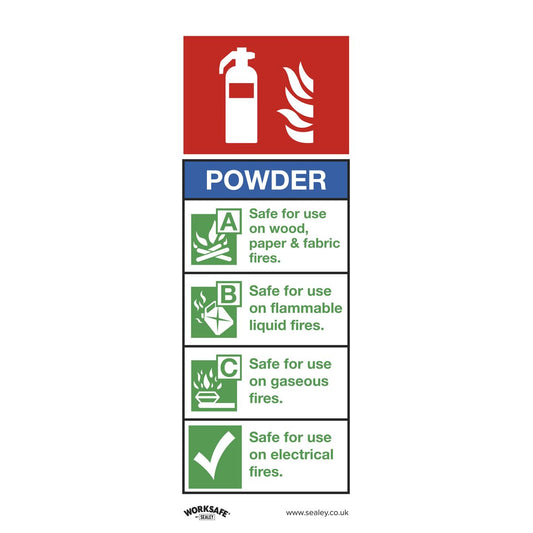 Sealey Safe Conditions Safety Sign - Powder Fire Extinguisher - Rigid Plastic SS52P1