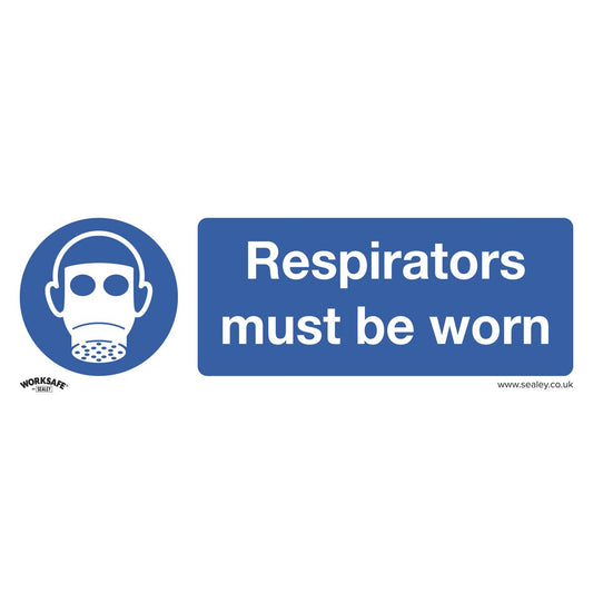 Sealey Mandatory Safety Sign - Respirators Must Be Worn - Rigid Plastic - Pack of 10 SS56P10