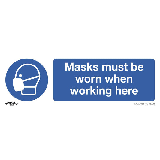 Sealey Mandatory Safety Sign - Masks Must Be Worn - Rigid Plastic - Pack of 10 SS57P10