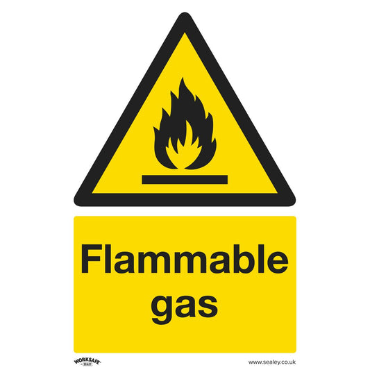 Sealey Warning Safety Sign - Flammable Gas - Rigid Plastic SS59P1