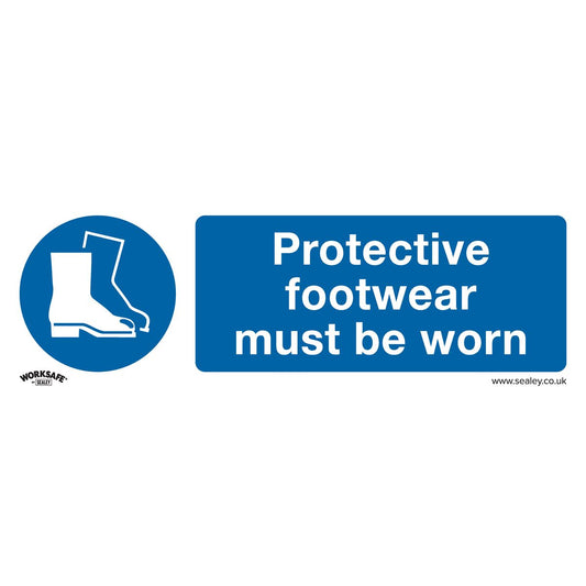 Sealey Mandatory Safety Sign - Protective Footwear Must Be Worn - Rigid Plastic - Pack of 10 SS7P10
