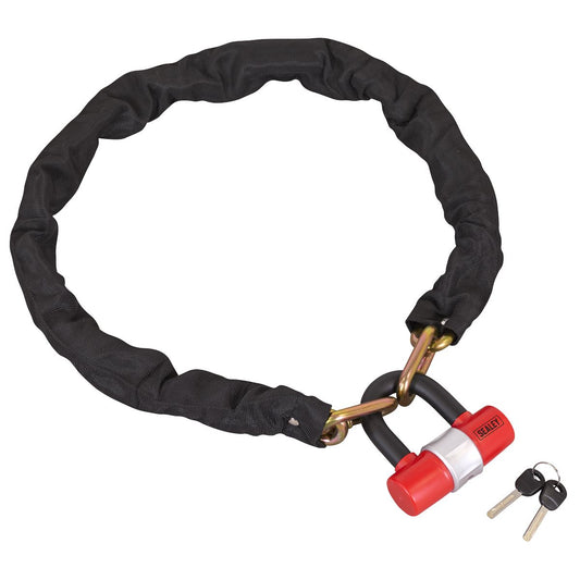Sealey Motorcycle Chain Lock 1.2m Cut Resistant With Padlock And Key Set SSCL12