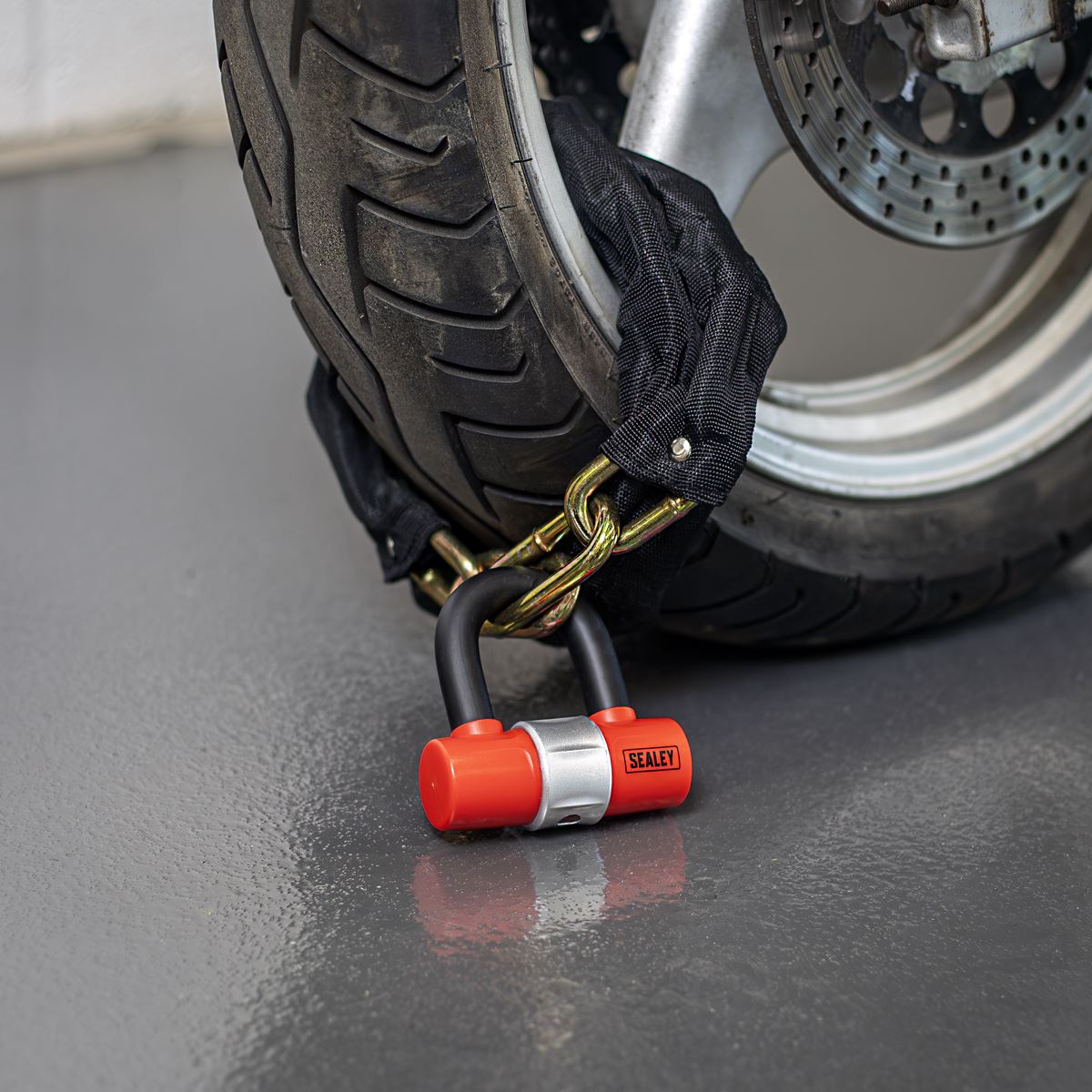 Sealey Motorcycle Chain Lock 1.2m Cut Resistant With Padlock And Key Set SSCL12