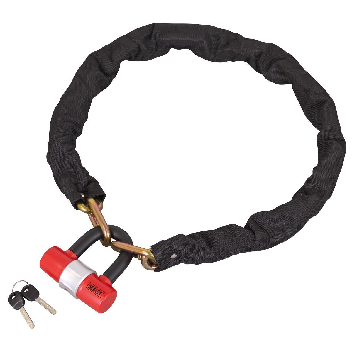 Sealey Motorcycle Chain Lock 1.2m Cut Resistant With Padlock And Key Set SSCL12