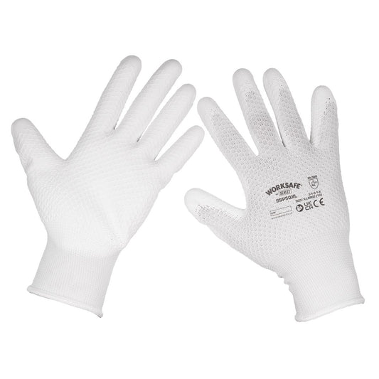 Sealey White Precision Grip gloves - (X-Large) - Pack of 6 Pairs SSP50XL/6