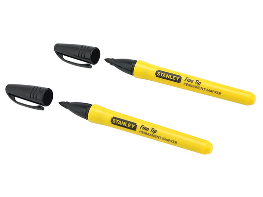 STANLEY® Fine Tip Permanent Marker Black (Pack 2) STA047316