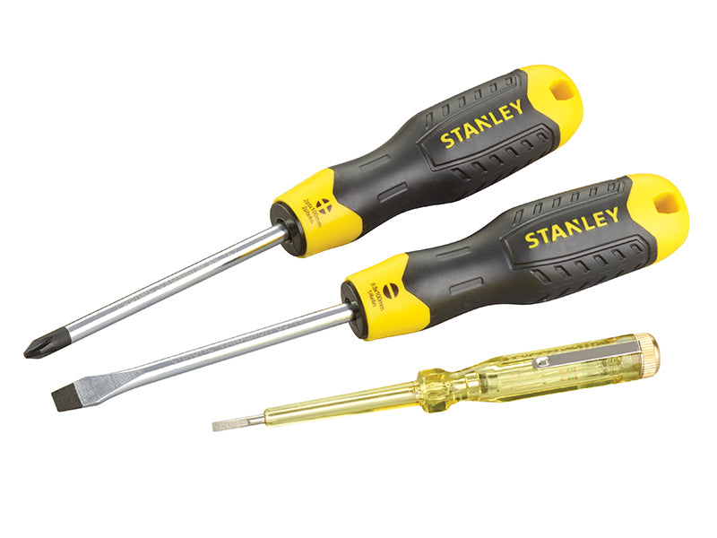 STANLEY® Cushion Grip Screwdriver Set, 3 Piece/Voltage Tester STA065012