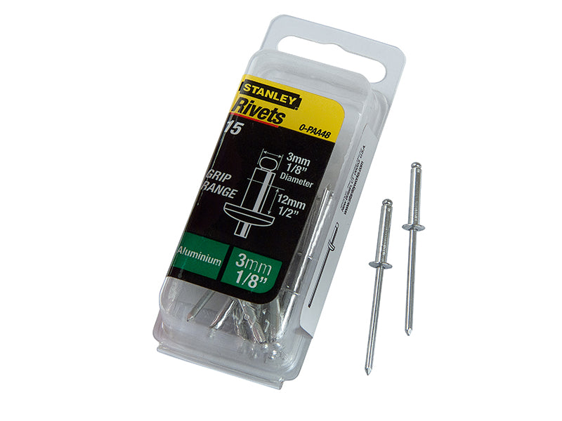 STANLEY® 1-PAA48 Aluminium Rivets Long 3 x 12mm Pack of 15 STA1PAA48