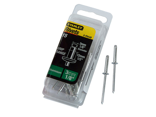 STANLEY® 1-PAA48 Aluminium Rivets Long 3 x 12mm Pack of 15 STA1PAA48