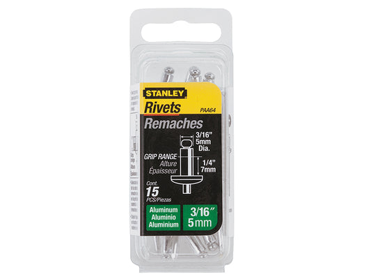 STANLEY® 1-PAA64 Aluminium Rivets Medium 5 x 7mm Pack of 15 STA1PAA64
