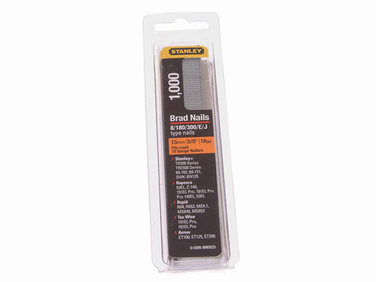 STANLEY® SWKBN Brad Nail 15mm SWKBN062 (Pack 1000) STA0SWKBN062