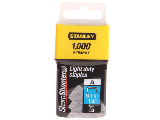 STANLEY® TRA2 Light-Duty Staple 6mm TRA204T (Pack 1000) STA0TRA204T