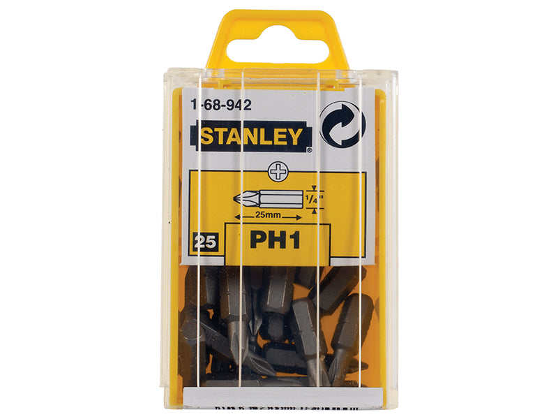STANLEY® Phillips Bits PH1 x 25mm (Box 25) STA168942B