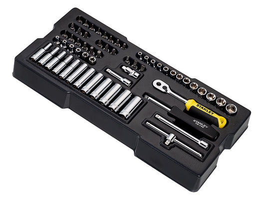 STANLEY 1/4in Drive Metric Socket And Bit Set 60 Piece Deep Standard STA174175