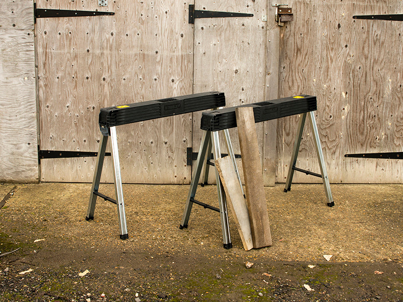 STANLEY® Folding Metal Leg Sawhorses (Twin Pack) STA197475