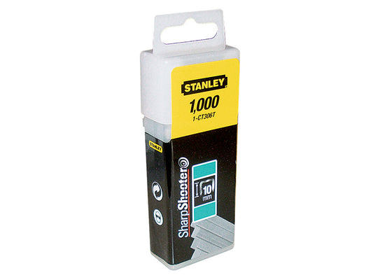 STANLEY® Flat Narrow Crown Staples 10mm CT306T (Pack 1000) STA1CT306T