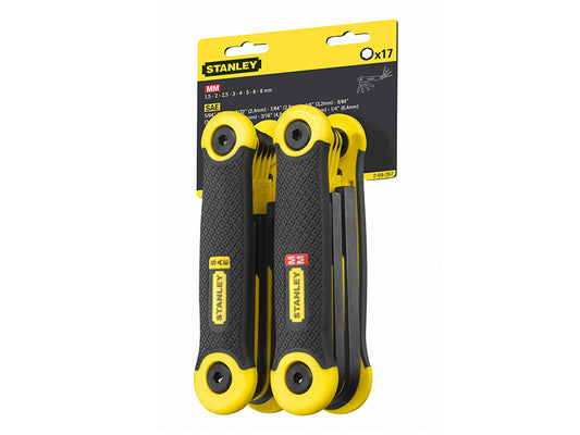 STANLEY® Metric & Imperial Folding Hexagon Key Set, 17 Piece STA269267