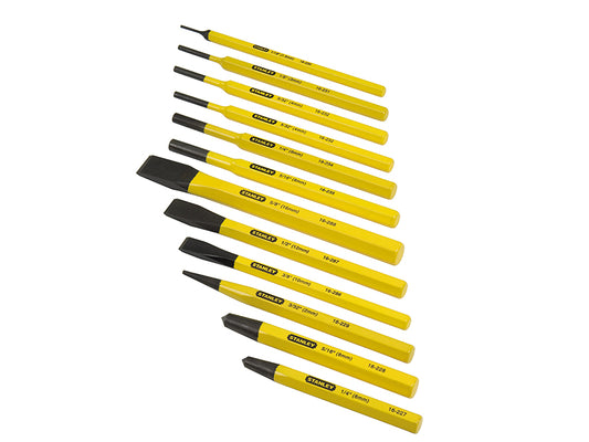 STANLEY Punch & Chisel Set 12 Piece Cold Chisels Pin & Centre Punches STA418299
