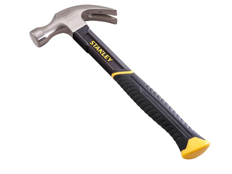STANLEY Claw Hammer Fibreglass Shaft 567g 20oz Carbon Steel Head STA551310
