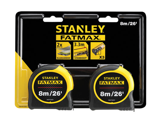 STANLEY® FatMax® Classic Tape Twin Pack 8m/26ft (Width 32mm) STA581558