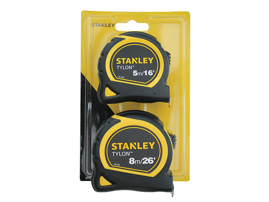 STANLEY® Tylon™ Pocket Tapes 5m/16ft + 8m/26ft (Twin Pack) STA998985
