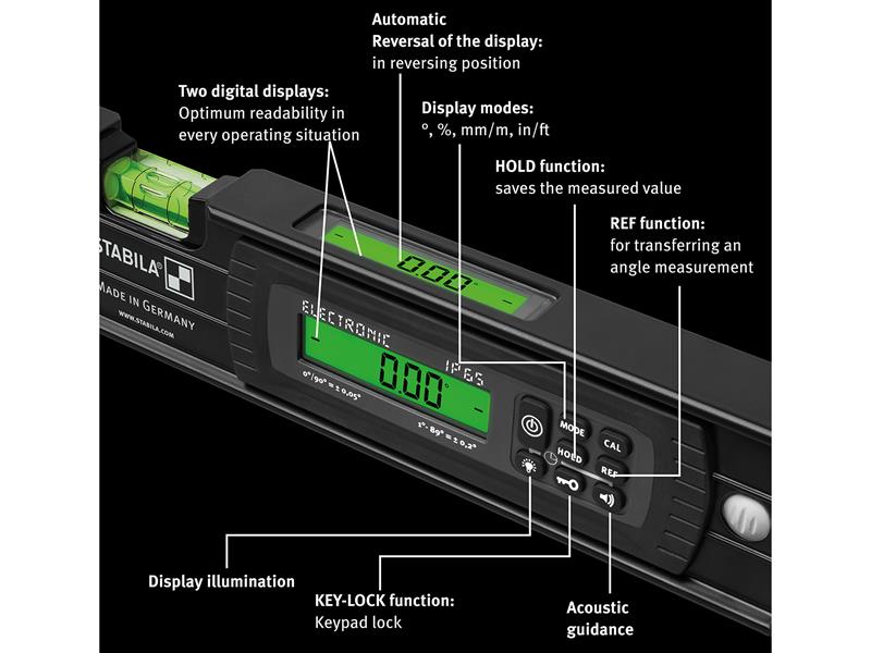Stabila TECH Dark Shadow Digital Spirit Level 40cm Anthracite Matt STB20006