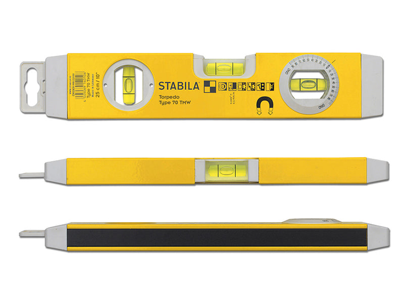 Stabila 70TMW Torpedo Level 26cm Magnetic Base & Rotatable Angle Vial STB70TMW