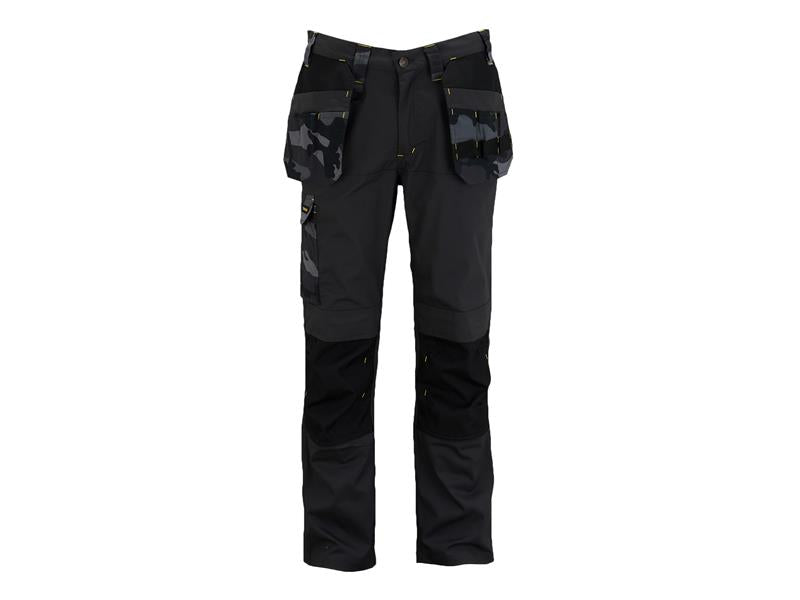 STANLEY Dixon Slim Fit Trousers Black Camouflage Waist 34in Leg R STCDIXONC34