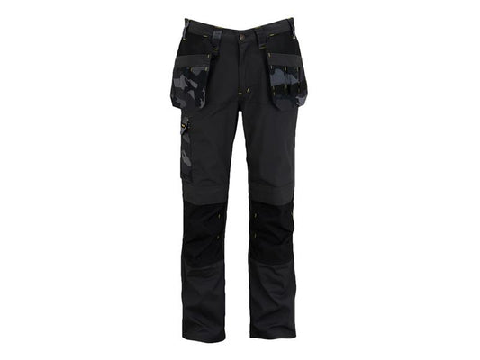 STANLEY Dixon Slim Fit Trousers Black Camouflage Waist 34in Leg R STCDIXONC34