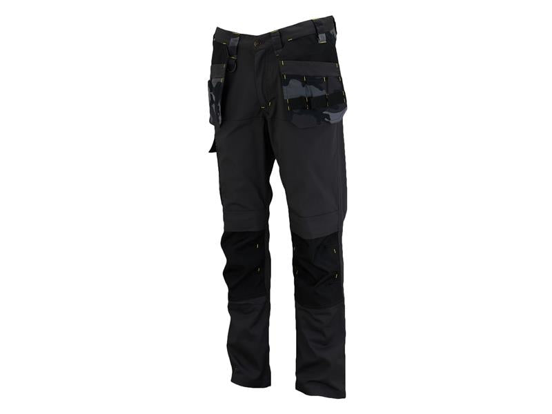 STANLEY Dixon Slim Fit Trousers Black Camouflage Waist 36in Leg R STCDIXONC36