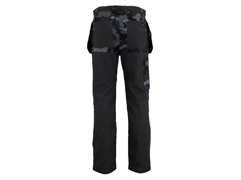 STANLEY Dixon Slim Fit Trousers Black Camouflage Waist 36in Leg R STCDIXONC36
