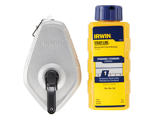 IRWIN® STRAIT-LINE® Aluminium 30m Chalk Line & Blue Chalk Pack STL10507683