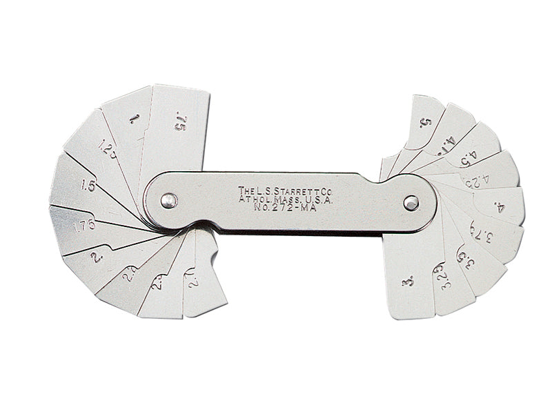 Starrett 272MA Radius Gauge 0.75 - 5mm STR272MA
