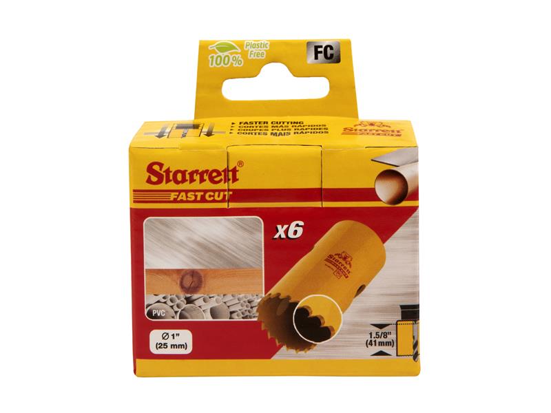 Starrett FCH0100-6 Fast Cut Bi-Metal Holesaw 25mm Bulk Pack of 6 STRFCH01006