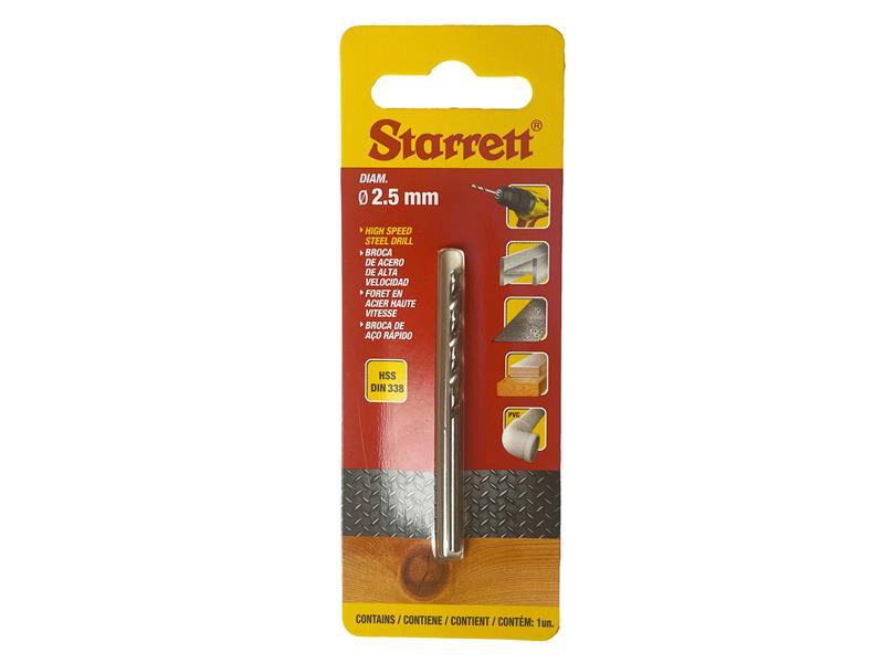 Starrett HSS Split Point Drill Bit 2.5 x 57mm STRKBAR025