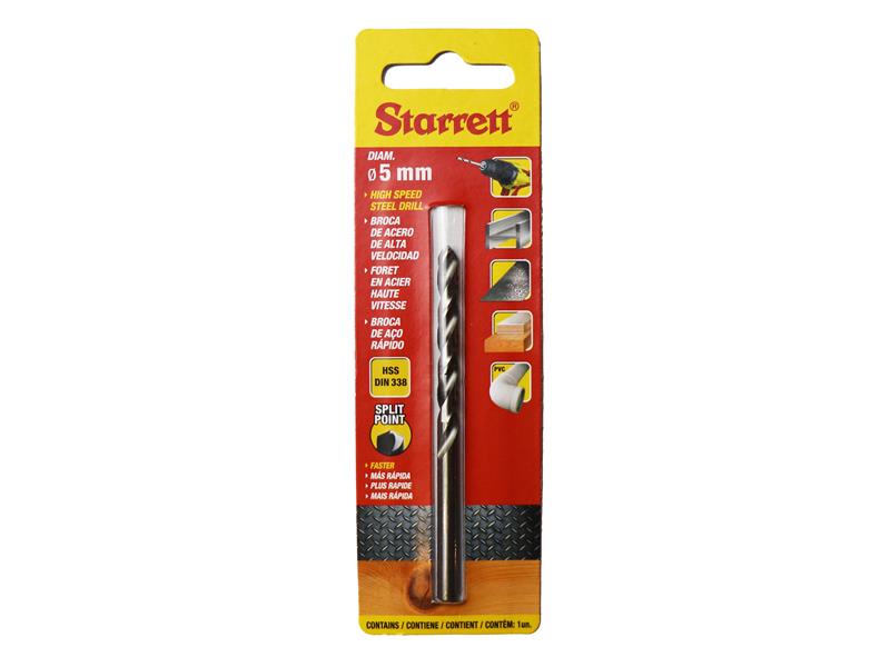 Starrett HSS Split Point Drill Bit 5.0 x 86mm STRKBAR050