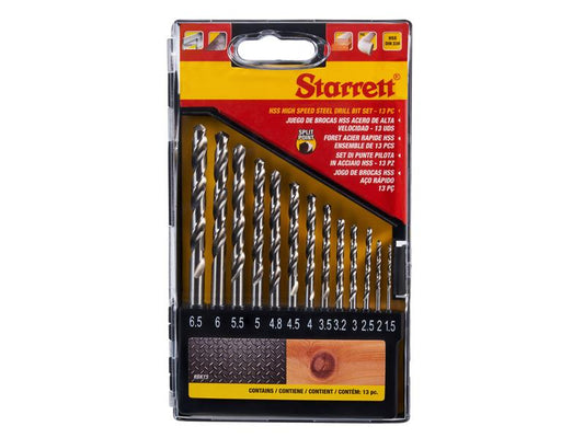 Starrett HSS Split Point Drill Bit Set, 13 Piece STRKBK13