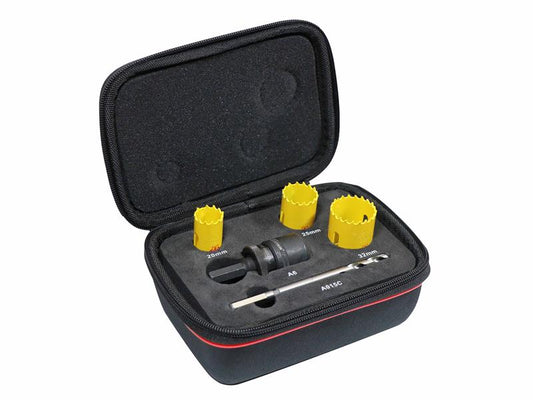 Starrett Holesaw Kit 8 Piece Kwik Change Electrician's 20, 25, 32mm KFC03051