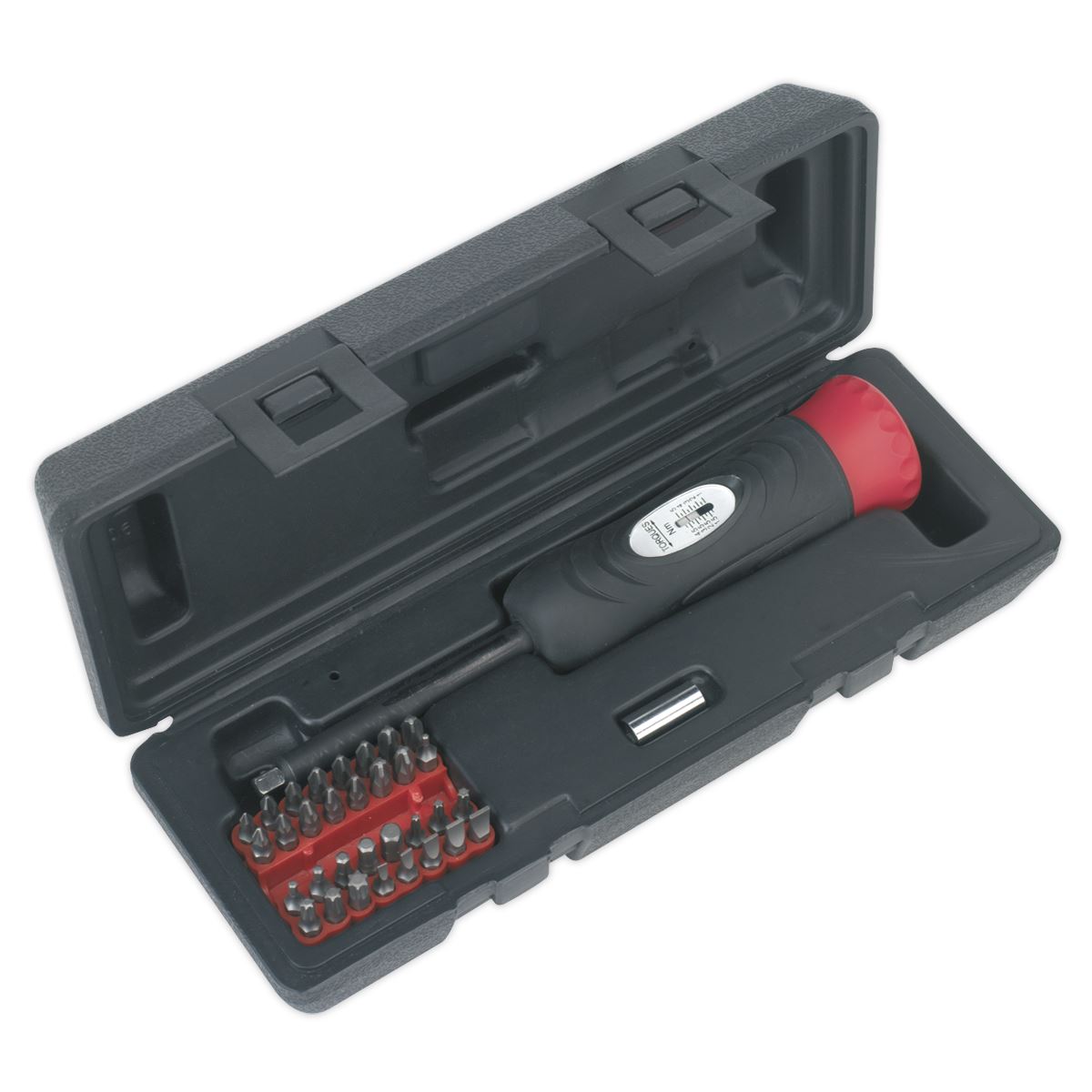 Sealey Torque Screwdriver Set 34pc 2-10Nm 1/4"Sq Drive Includes Bits STS100