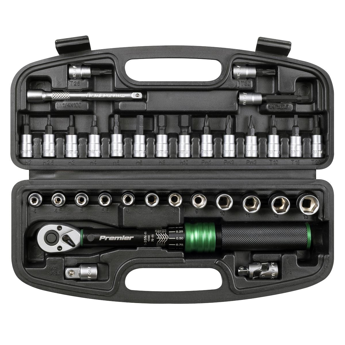 Sealey Torque Wrench Set 1/4"Sq Drive 5-25Nm 33pc STW910B