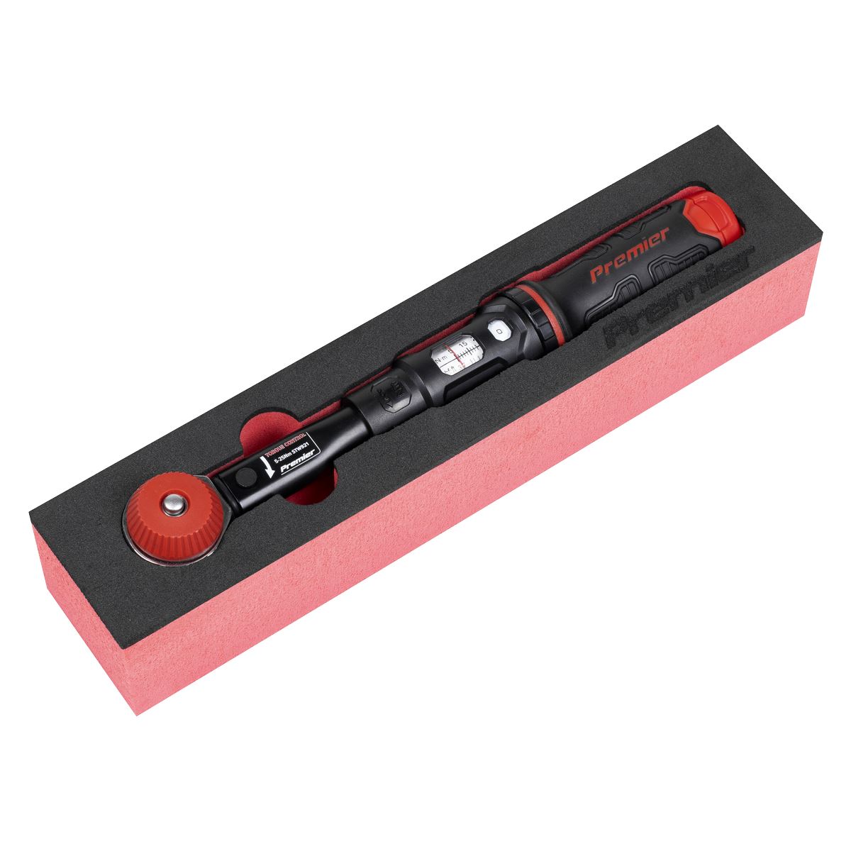 Sealey Premier Black Calibrated Micrometer Torque Wrench with 1/4"Sq Push-Through Drive 5-25Nm STW921