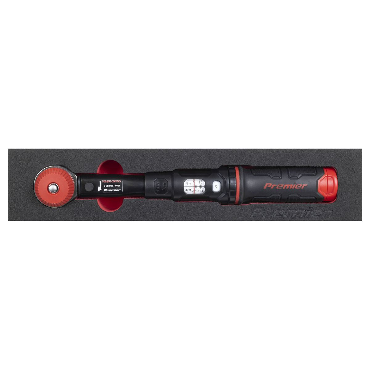 Sealey Premier Black Calibrated Micrometer Torque Wrench with 1/4"Sq Push-Through Drive 5-25Nm STW921