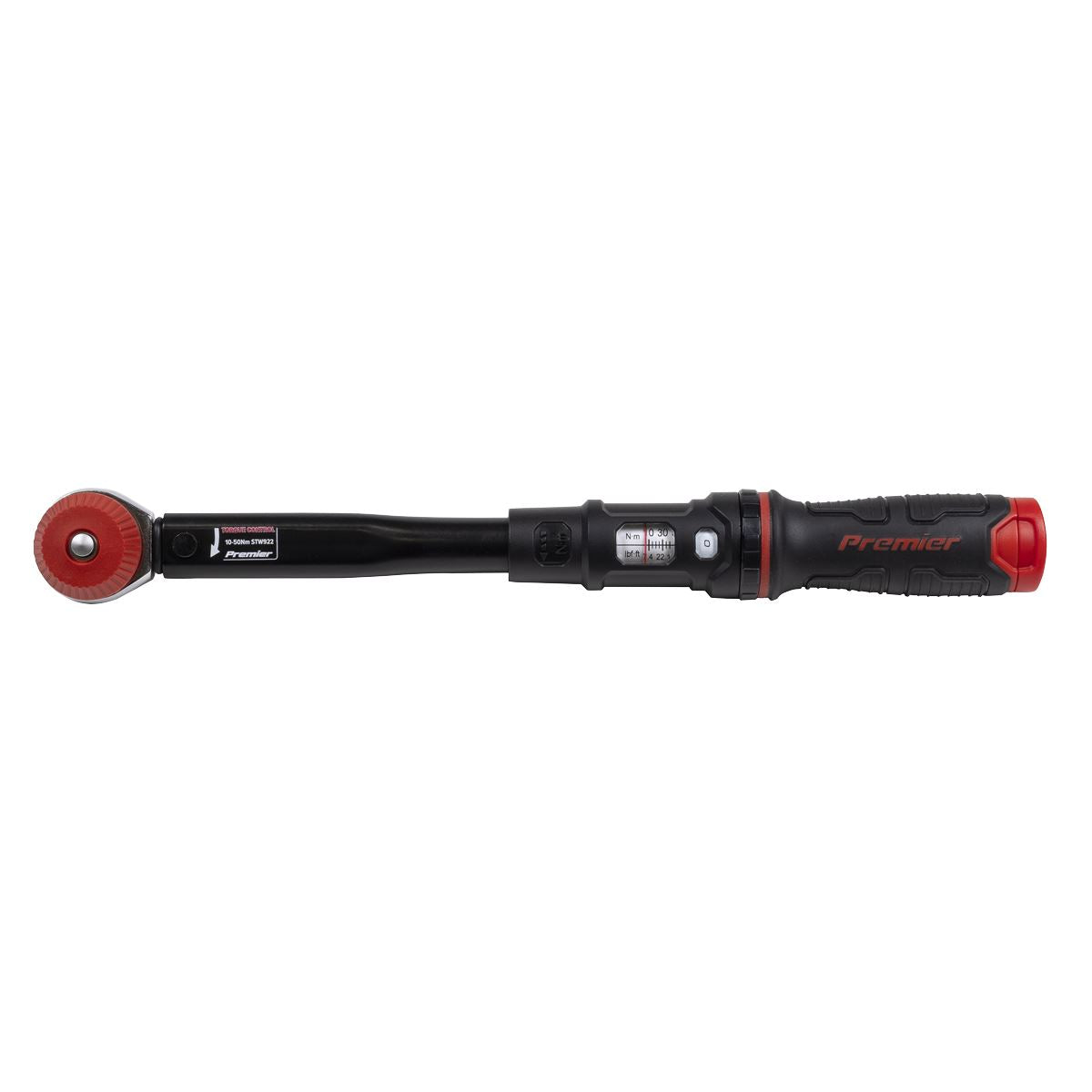 Sealey Premier Black Calibrated Micrometer Torque Wrench with 3/8"Sq Push-Through Drive 10-50Nm STW922