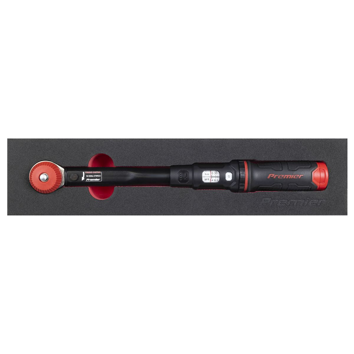 Sealey Premier Black Calibrated Micrometer Torque Wrench with 3/8"Sq Push-Through Drive 10-50Nm STW922