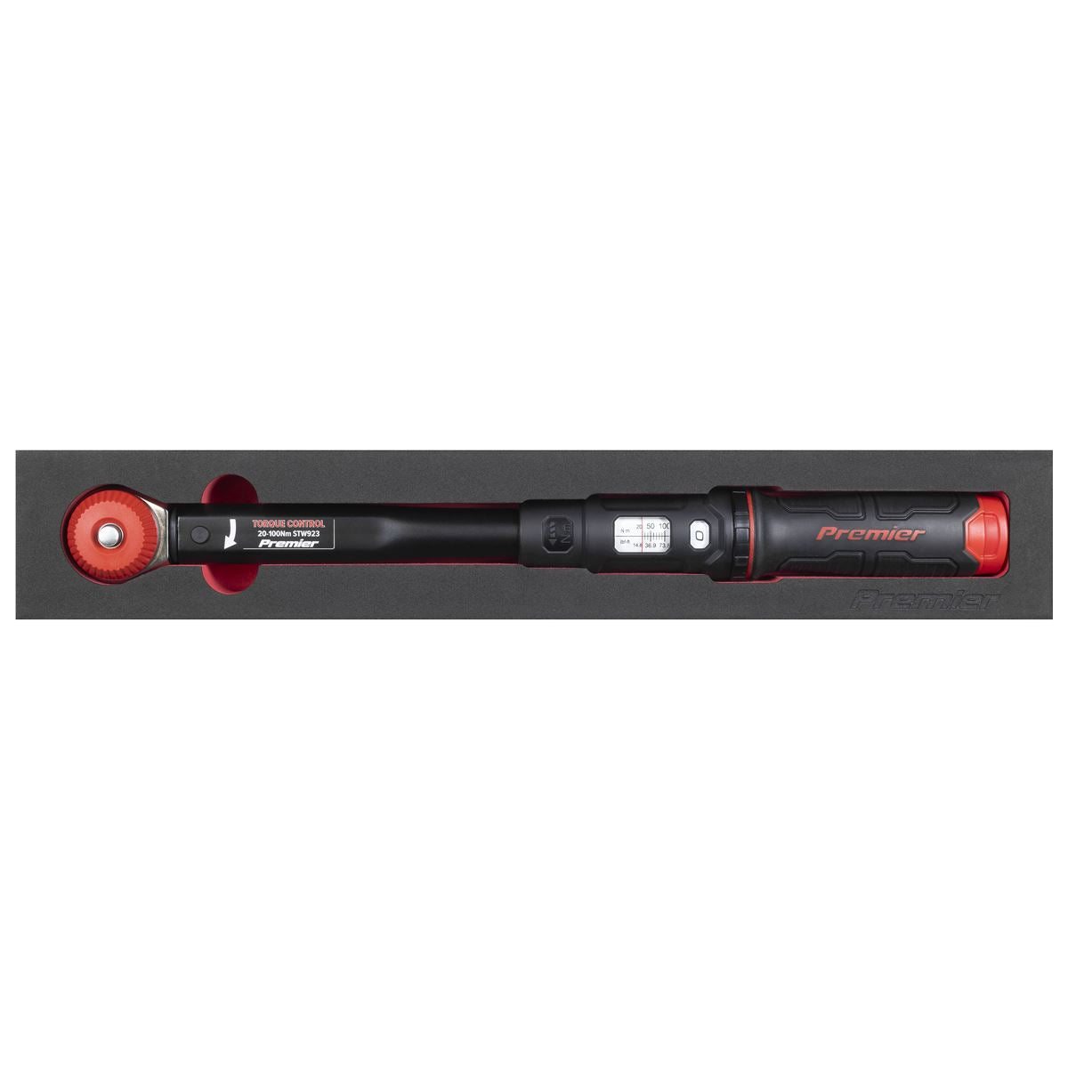 Sealey Premier Black Calibrated Micrometer Torque Wrench with 3/8"Sq Push-Through Drive 20-100Nm STW923